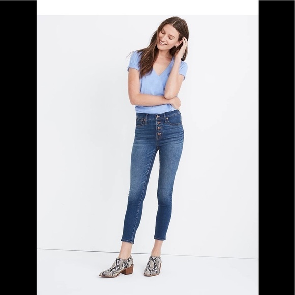Madewell 9" Mid-Rise Skinny Crop Jeans: Button-Front TENCEL size 25 - Picture 1 of 5